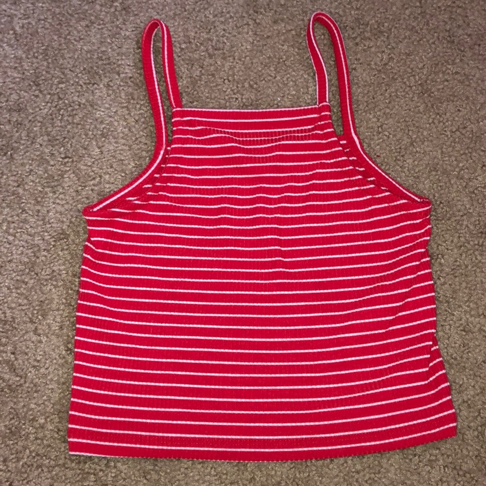 White and red striped halter top from top shop